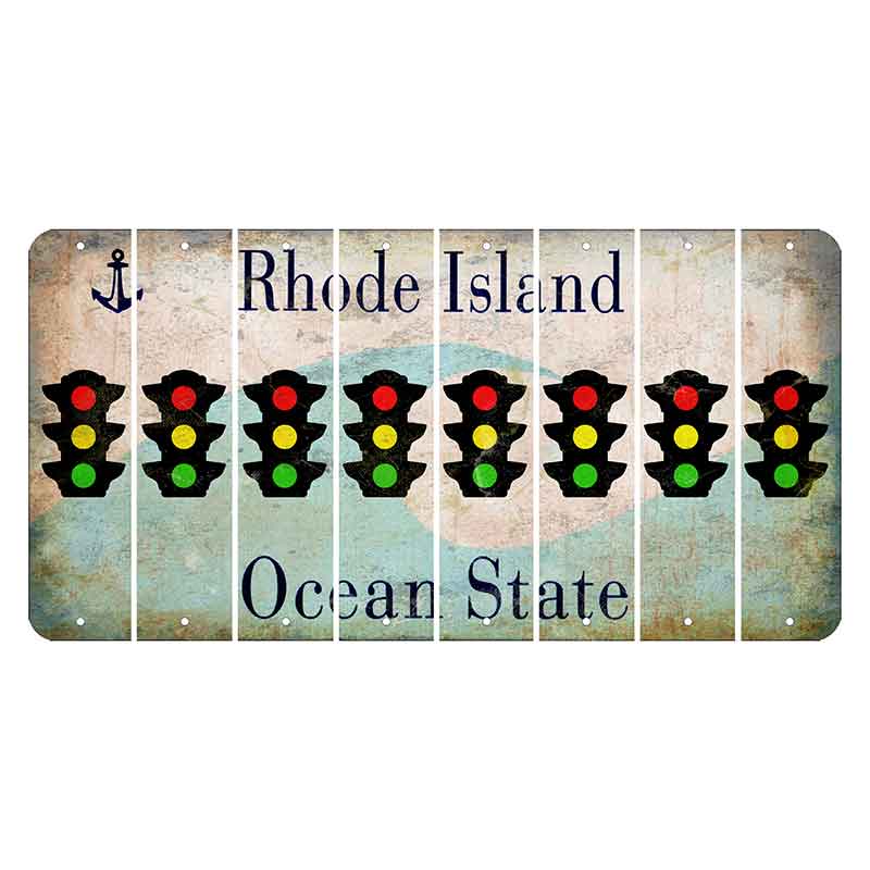 Rhode Island Wave Cut License Plate Strips (Set of 8) Traffic Light