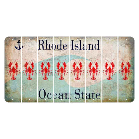 Rhode Island Wave Cut License Plate Strips (Set of 8) Lobster