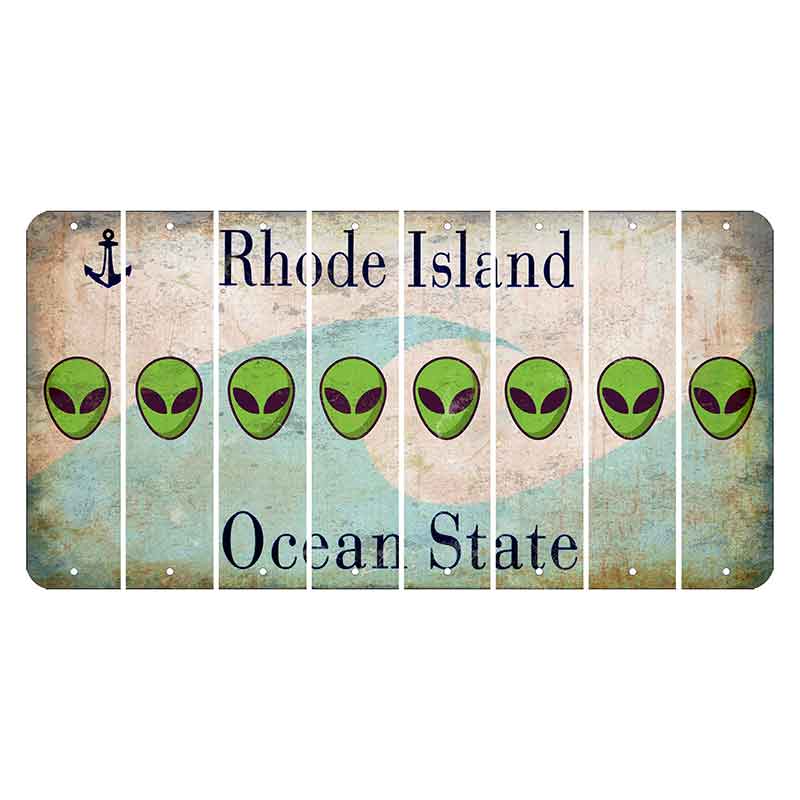 Rhode Island Wave Cut License Plate Strips (Set of 8) Alien