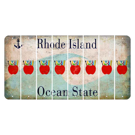 Rhode Island Wave Cut License Plate Strips (Set of 8) Teacher Apple