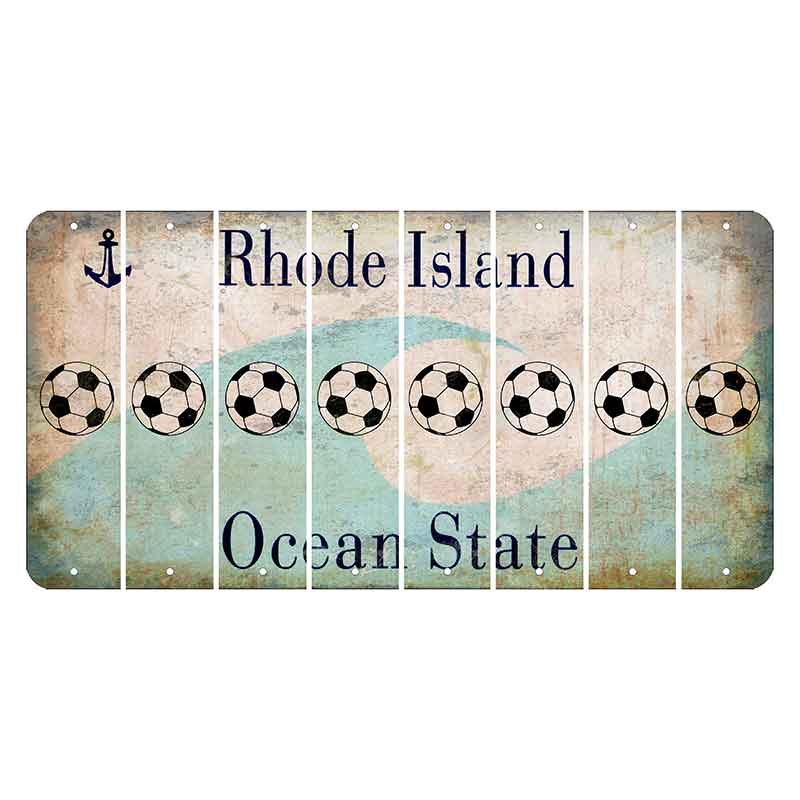 Rhode Island Wave Cut License Plate Strips (Set of 8) Soccerball