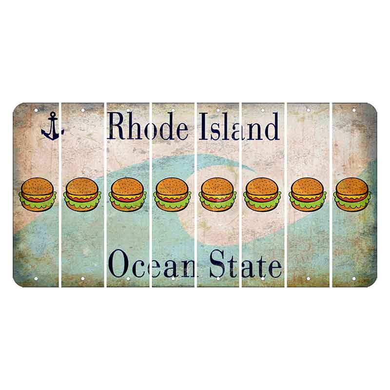 Rhode Island Wave Cut License Plate Strips (Set of 8) Hamburger