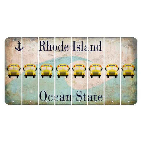 Rhode Island Wave Cut License Plate Strips (Set of 8) School Bus