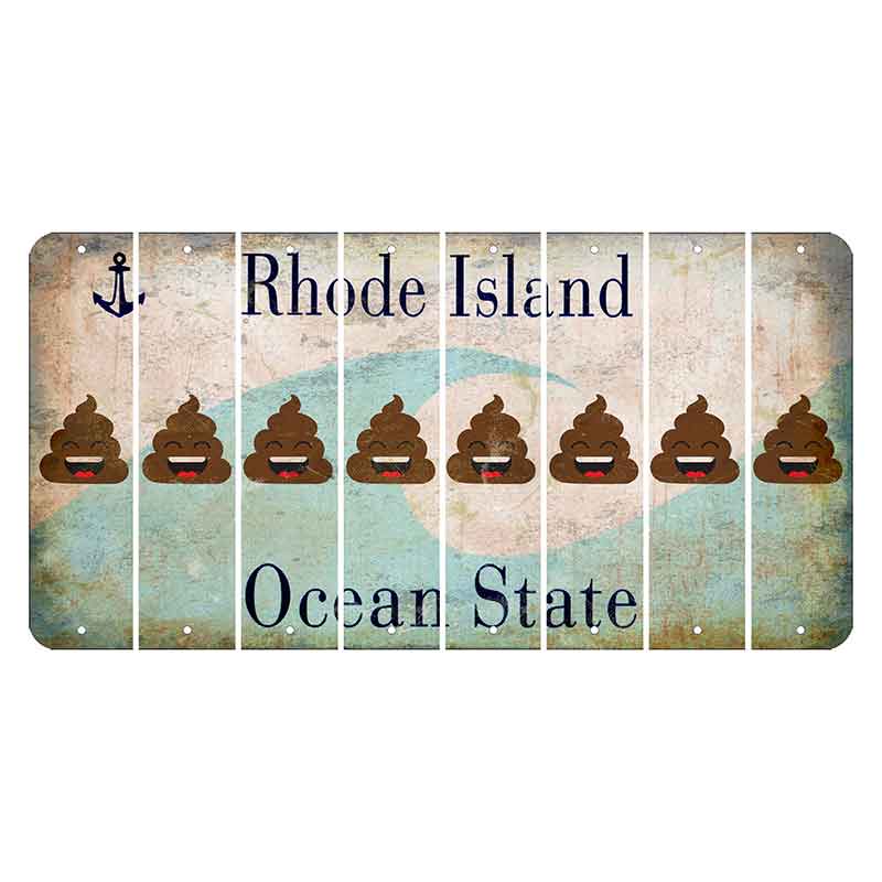 Rhode Island Wave Cut License Plate Strips (Set of 8) Emoji - Poop