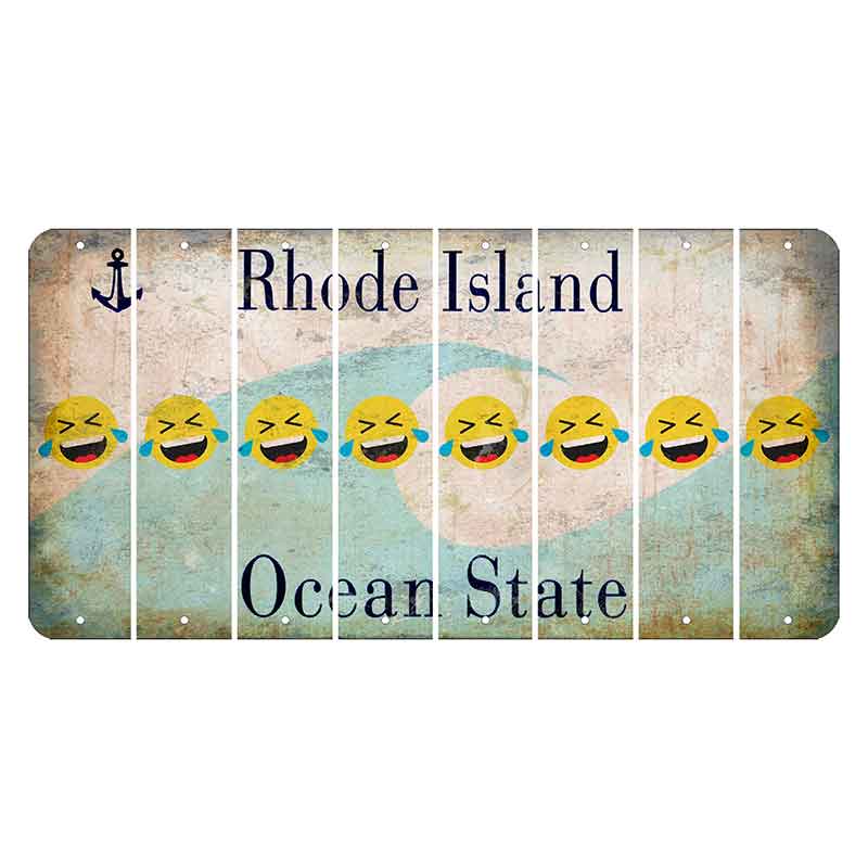 Rhode Island Wave Cut License Plate Strips (Set of 8) Emoji - Laughing