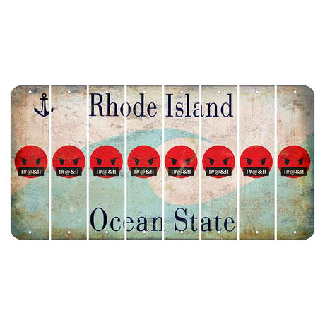 Rhode Island Wave Cut License Plate Strips (Set of 8) Emoji - Pissed