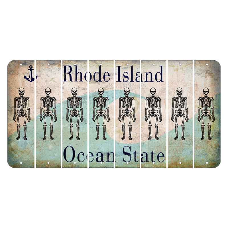 Rhode Island Wave Cut License Plate Strips (Set of 8) Skeleton