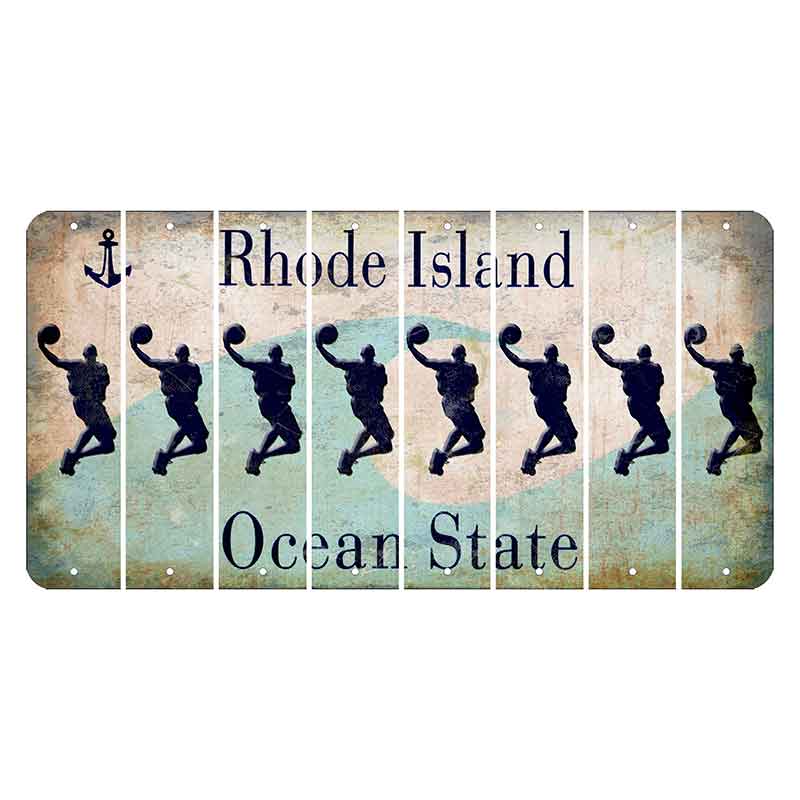 Rhode Island Wave Cut License Plate Strips (Set of 8) Basketball Player