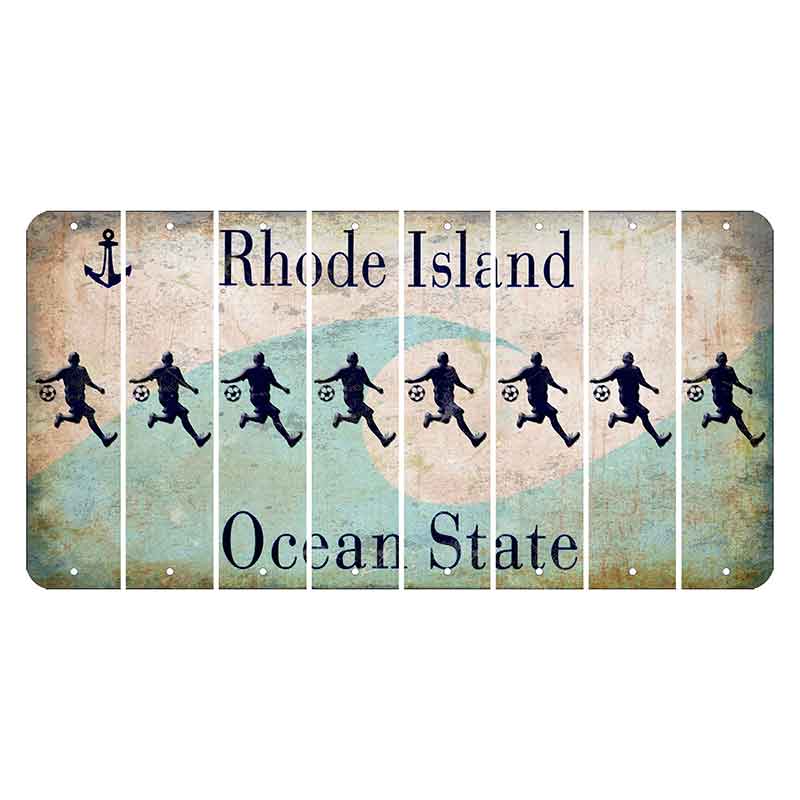 Rhode Island Wave Cut License Plate Strips (Set of 8) Soccer Player