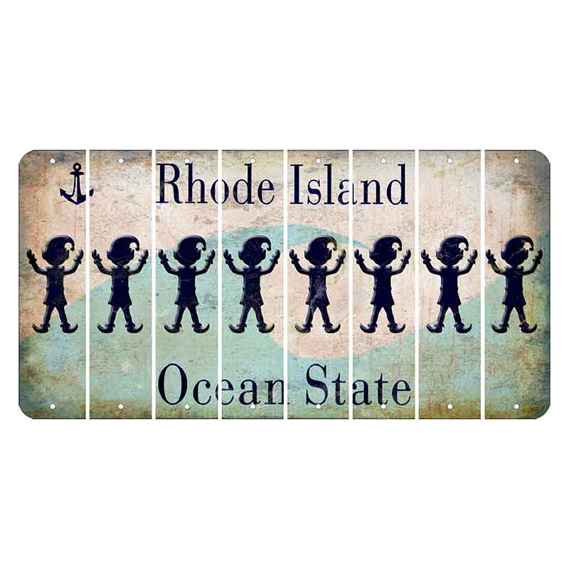 Rhode Island Wave Cut License Plate Strips (Set of 8) Elf