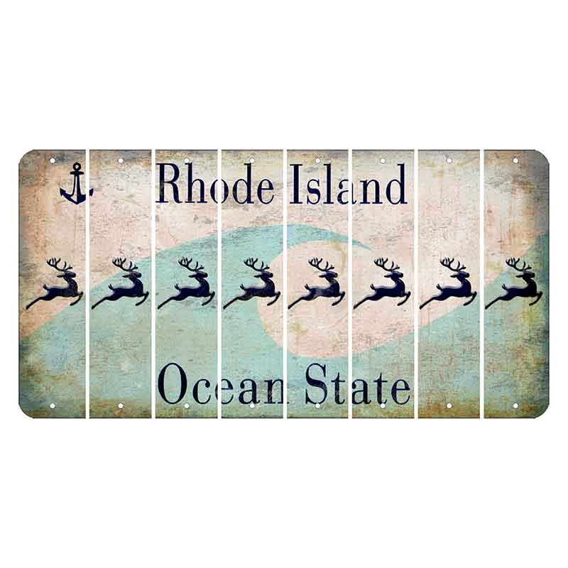 Rhode Island Wave Cut License Plate Strips (Set of 8) Reindeer