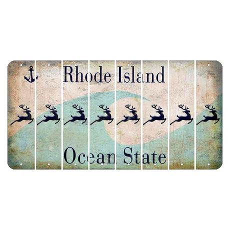 Rhode Island Wave Cut License Plate Strips (Set of 8) Reindeer