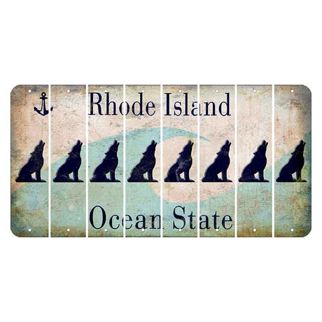 Rhode Island Wave Cut License Plate Strips (Set of 8) Howling Wolf