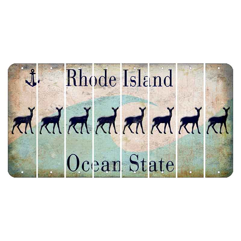 Rhode Island Wave Cut License Plate Strips (Set of 8) Doe