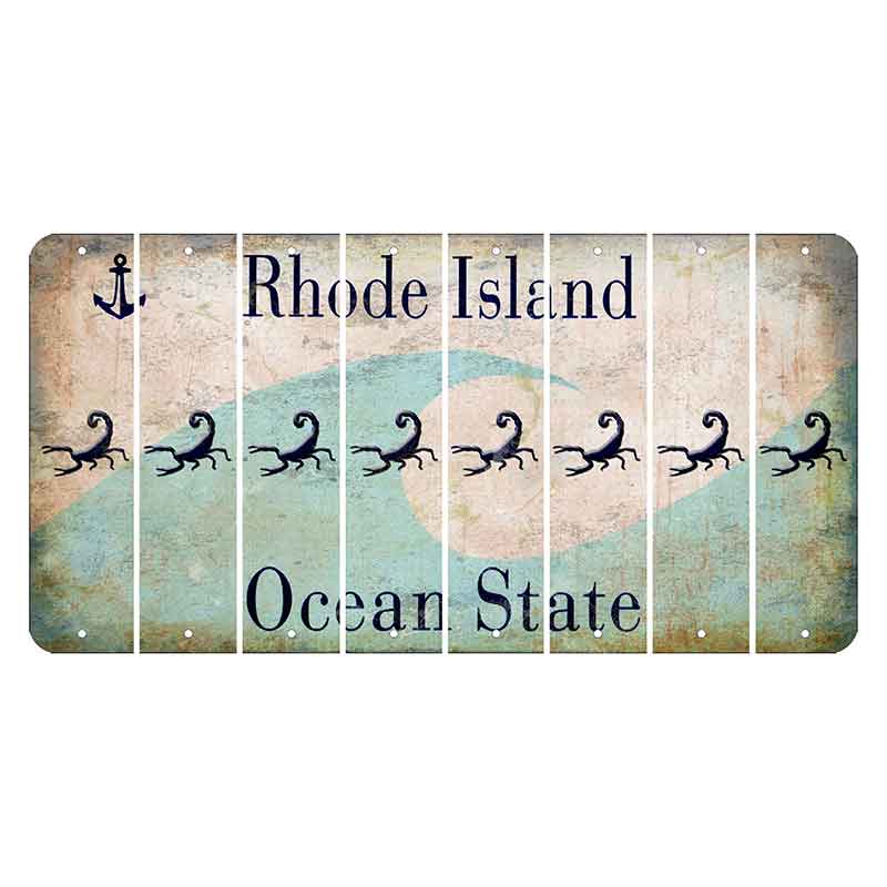 Rhode Island Wave Cut License Plate Strips (Set of 8) Scorpion