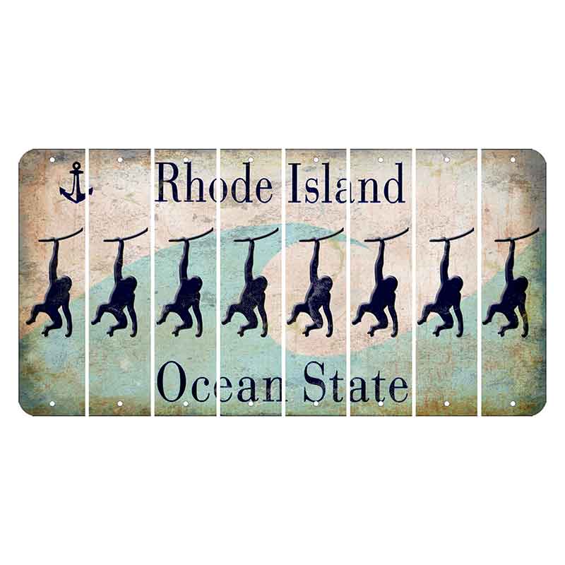 Rhode Island Wave Cut License Plate Strips (Set of 8) Monkey