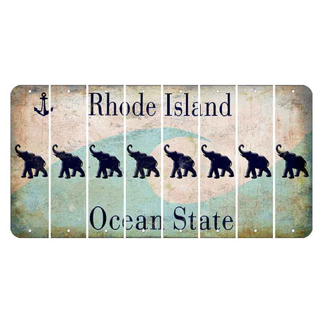 Rhode Island Wave Cut License Plate Strips (Set of 8) Elephant