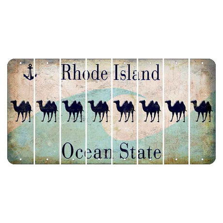 Rhode Island Wave Cut License Plate Strips (Set of 8) Camel