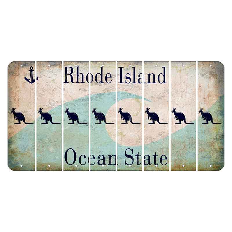 Rhode Island Wave Cut License Plate Strips (Set of 8) Kangaroo