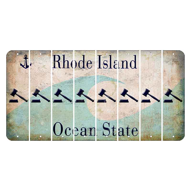 Rhode Island Wave Cut License Plate Strips (Set of 8) Gavel