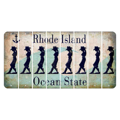 Rhode Island Wave Cut License Plate Strips (Set of 8) Cowgirl - Leaning