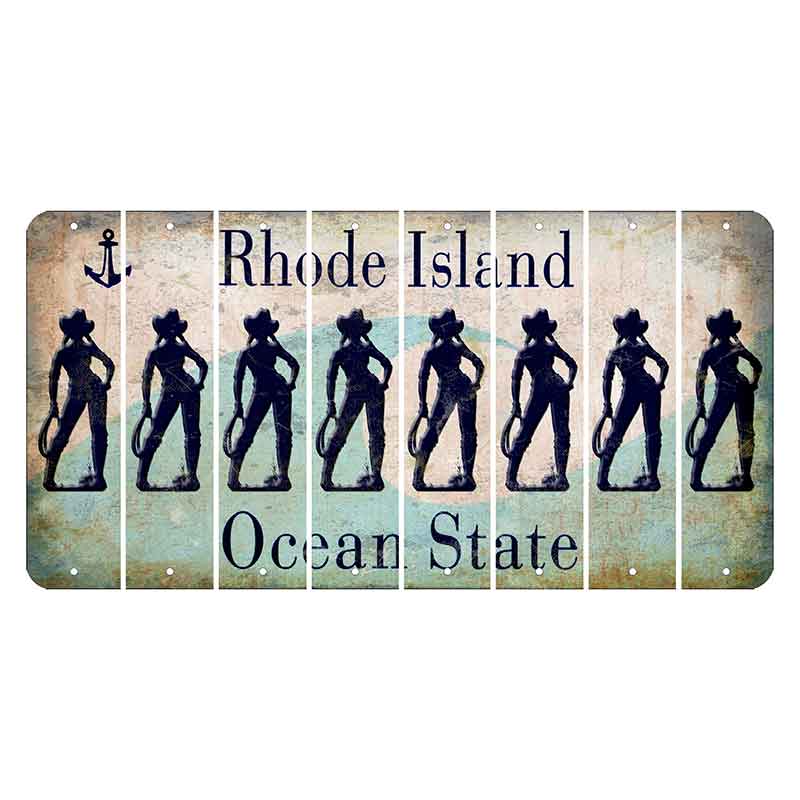 Rhode Island Wave Cut License Plate Strips (Set of 8) Cowgirl