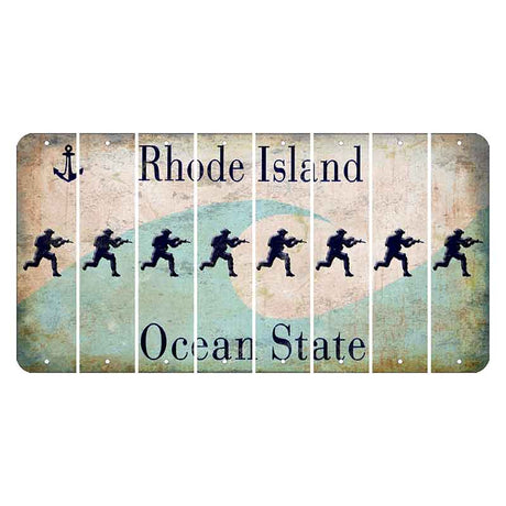 Rhode Island Wave Cut License Plate Strips (Set of 8) Soldier - Running