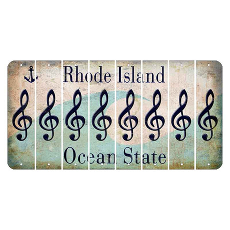 Rhode Island Wave Cut License Plate Strips (Set of 8) Music Note