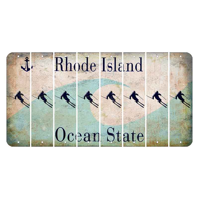 Rhode Island Wave Cut License Plate Strips (Set of 8) Skier