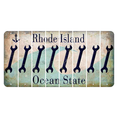 Rhode Island Wave Cut License Plate Strips (Set of 8) Wrench