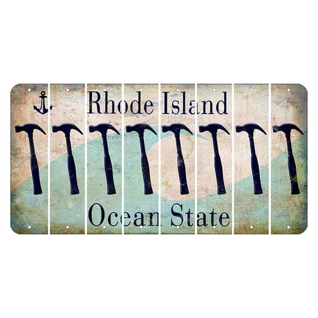 Rhode Island Wave Cut License Plate Strips (Set of 8) Hammer