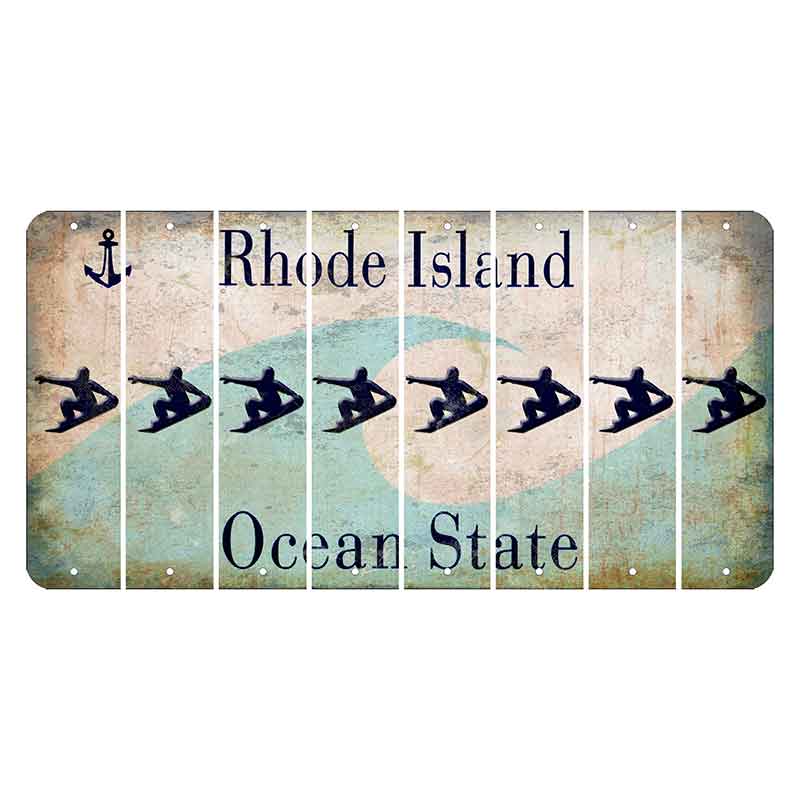 Rhode Island Wave Cut License Plate Strips (Set of 8) Snowboarder