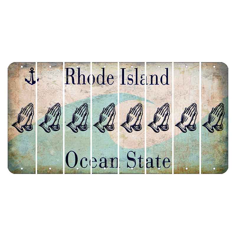 Rhode Island Wave Cut License Plate Strips (Set of 8) Praying Hands