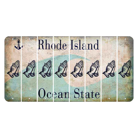 Rhode Island Wave Cut License Plate Strips (Set of 8) Praying Hands