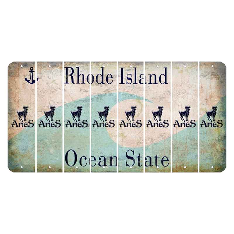 Rhode Island Wave Cut License Plate Strips (Set of 8) Zodiac Sign - Aries