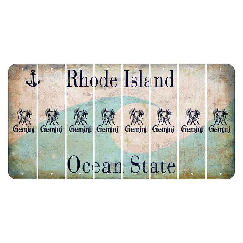 Rhode Island Wave Cut License Plate Strips (Set of 8) Zodiac Sign - Gemini