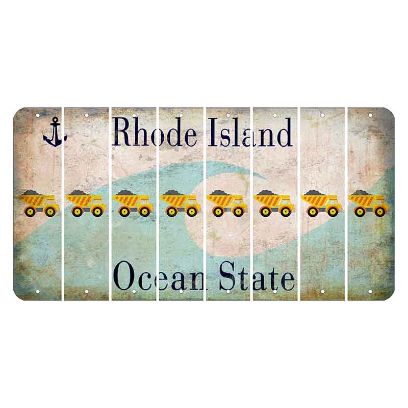 Rhode Island Wave Cut License Plate Strips (Set of 8) Dump Truck