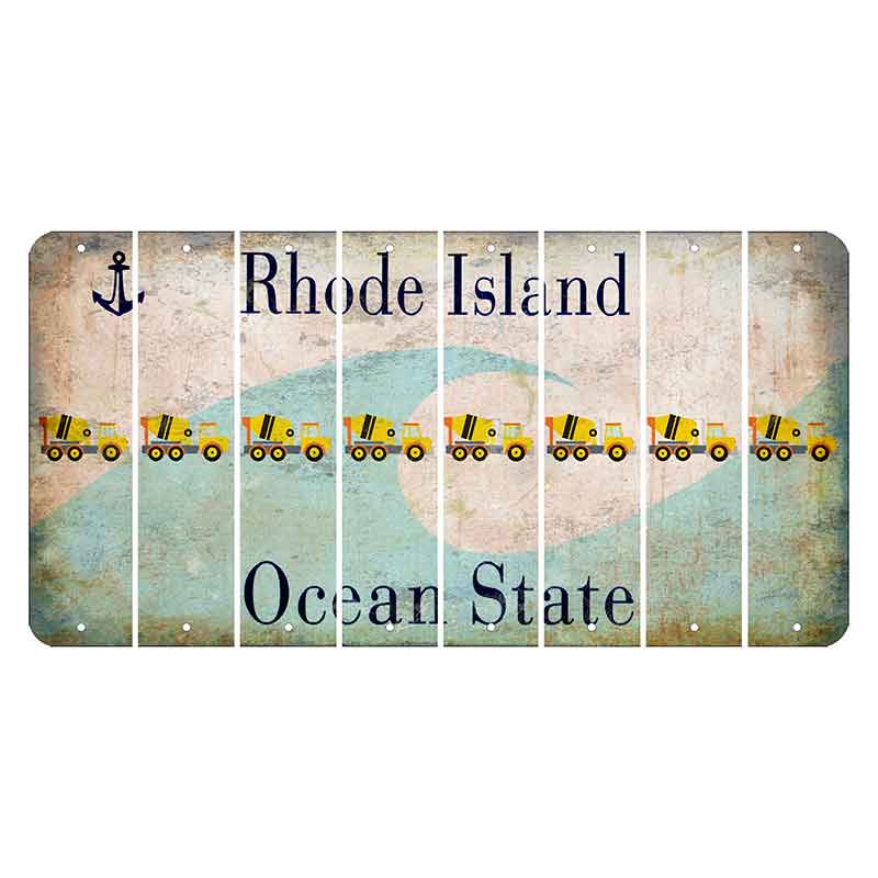 Rhode Island Wave Cut License Plate Strips (Set of 8) Cement Truck