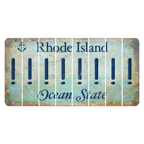 Rhode Island Ocean Cut License Plate Strips (Set of 8) Exclamation Point