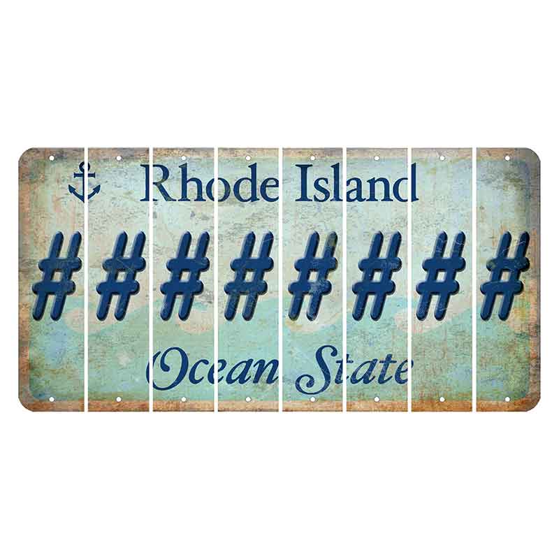 Rhode Island Ocean Cut License Plate Strips (Set of 8) Hashtag