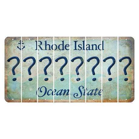 Rhode Island Ocean Cut License Plate Strips (Set of 8) Question Mark