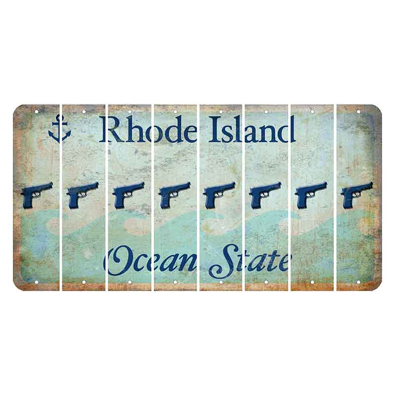 Rhode Island Ocean Cut License Plate Strips (Set of 8) Handgun