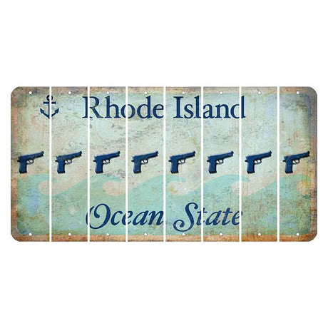 Rhode Island Ocean Cut License Plate Strips (Set of 8) Handgun