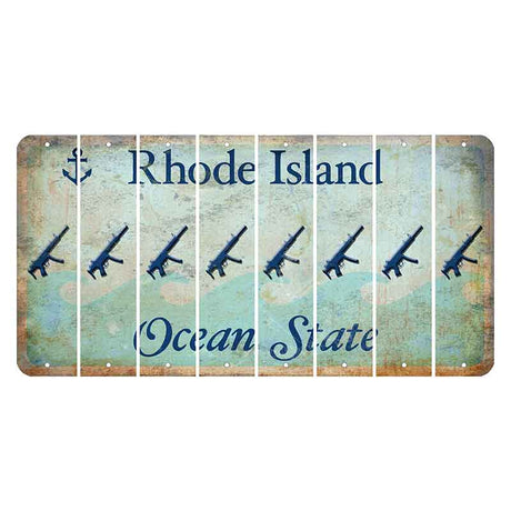 Rhode Island Ocean Cut License Plate Strips (Set of 8) Submachine Gun