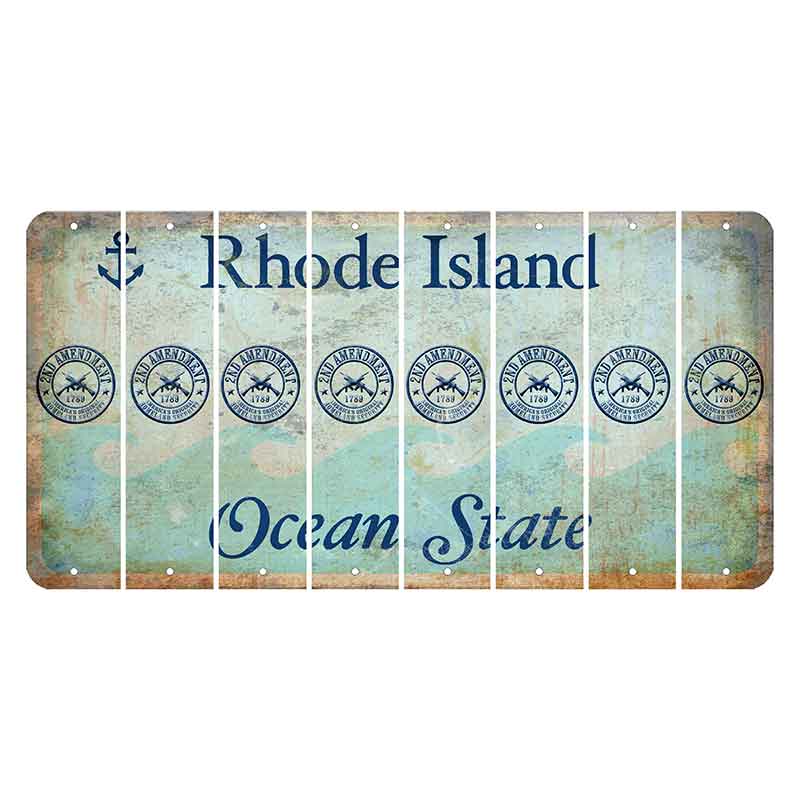 Rhode Island Ocean Cut License Plate Strips (Set of 8) 2nd Amendment