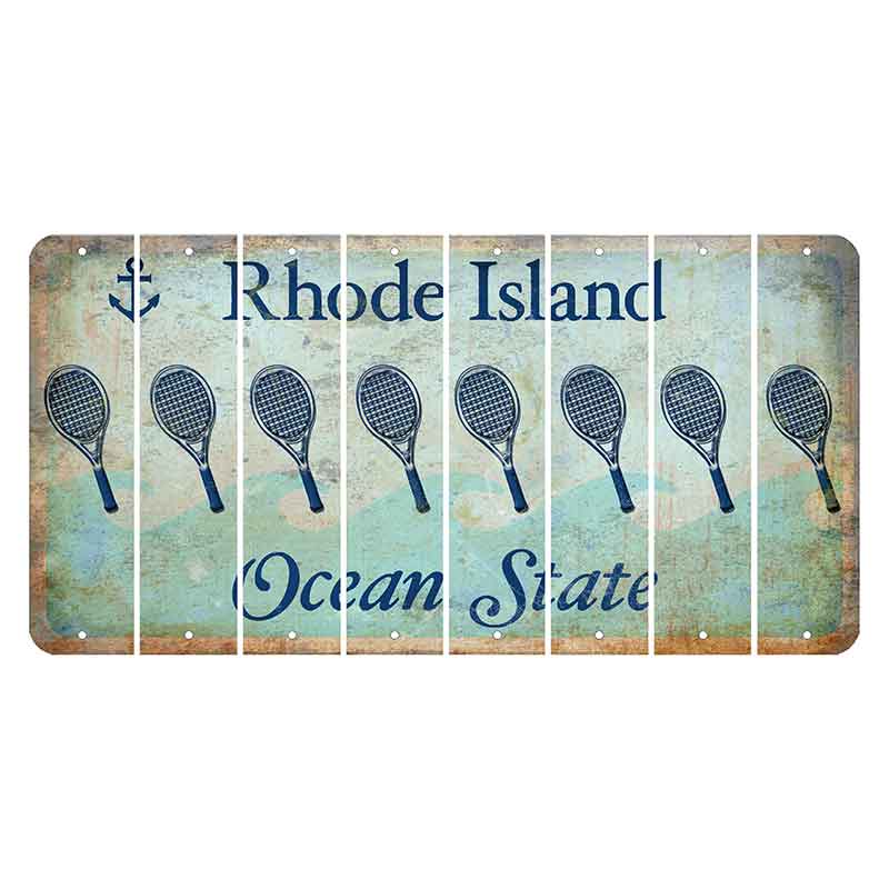 Rhode Island Ocean Cut License Plate Strips (Set of 8) Tennis Racket