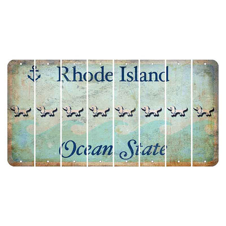 Rhode Island Ocean Cut License Plate Strips (Set of 8) Dog