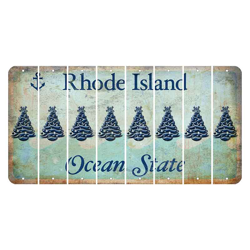 Rhode Island Ocean Cut License Plate Strips (Set of 8) Christmas Tree