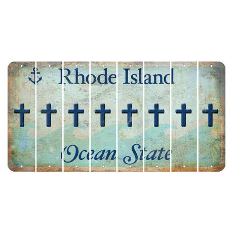 Rhode Island Ocean Cut License Plate Strips (Set of 8) Cross