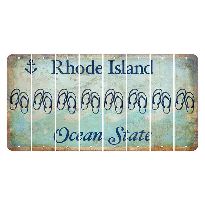 Rhode Island Ocean Cut License Plate Strips (Set of 8) Flip Flops